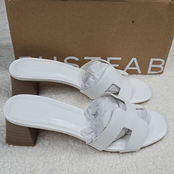 NIB JustFab Haidee Bright White Heeled Sandal Size 8.5 - Picture 3 of 9